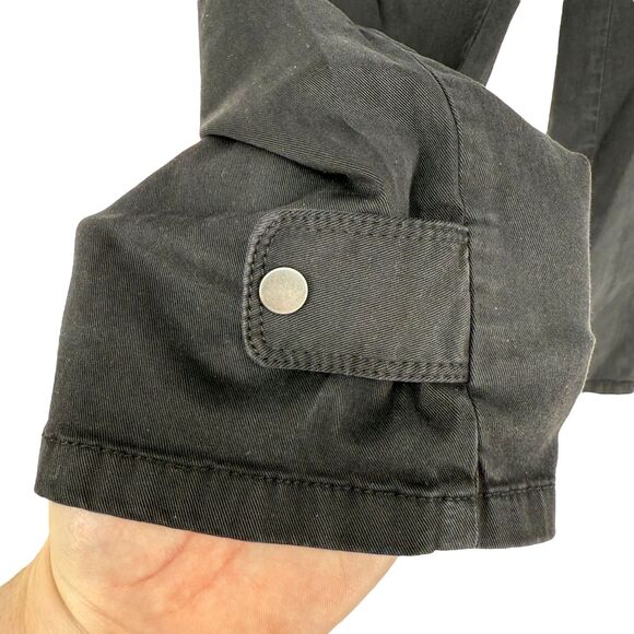 J. Jill Black Cargo Pants Size 12 Cotton Stretch Tapered Snap Ankle Tab 5 Pocket - Picture 8 of 13